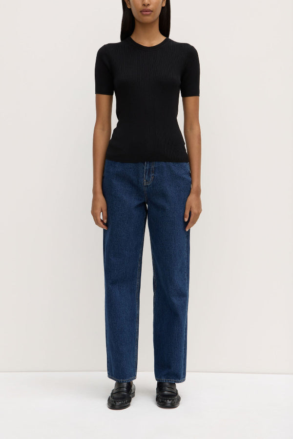 Amira Knit Short Sleeve Tee Black
