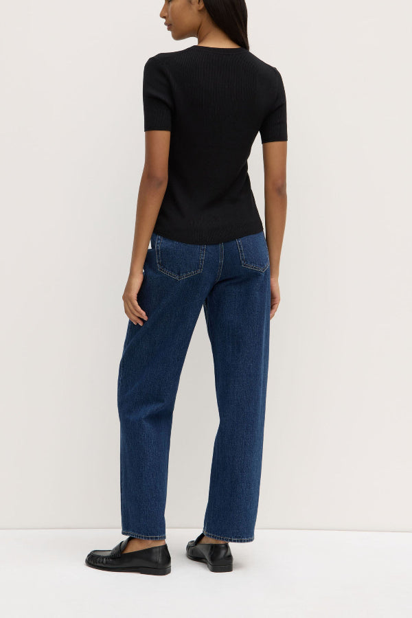 Amira Knit Short Sleeve Tee Black