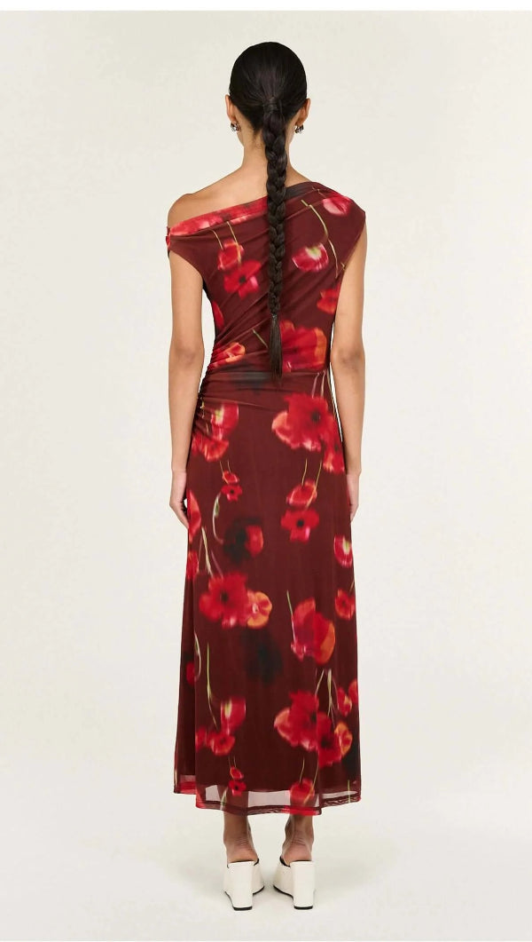 Vivi Mesh Asym Midi Dress