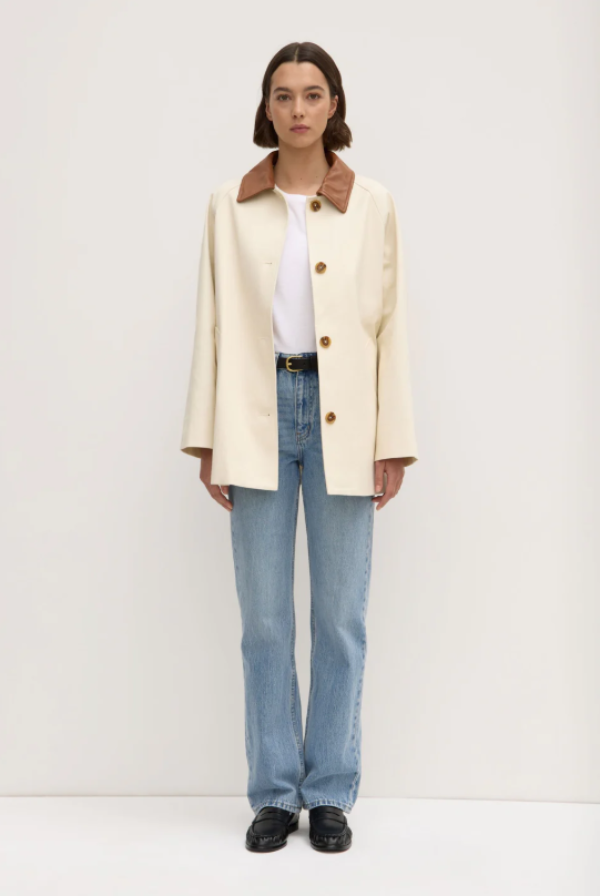 Archer Leather Collar Jacket Cream/Tan