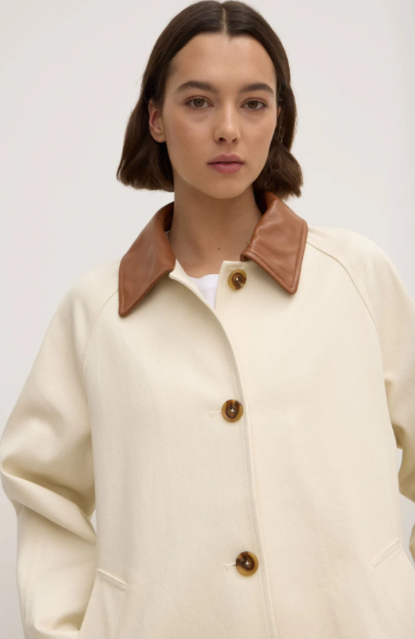 Archer Leather Collar Jacket Cream/Tan