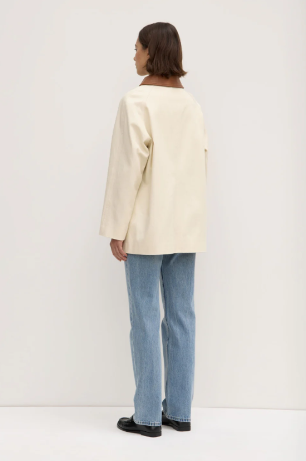 Archer Leather Collar Jacket Cream/Tan