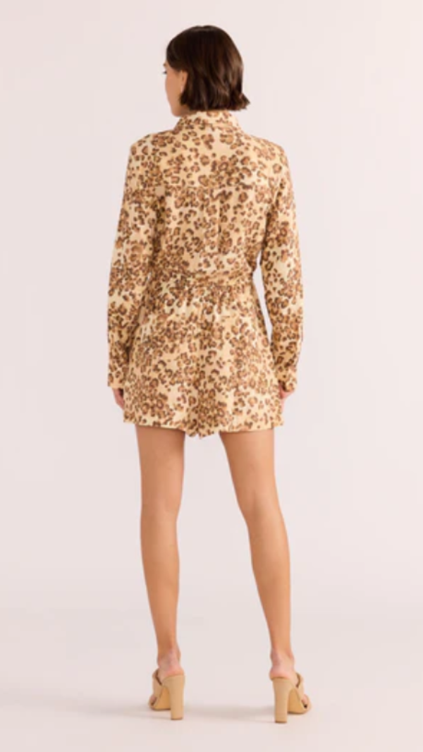 Arden Long Sleeve Playsuit Leopard
