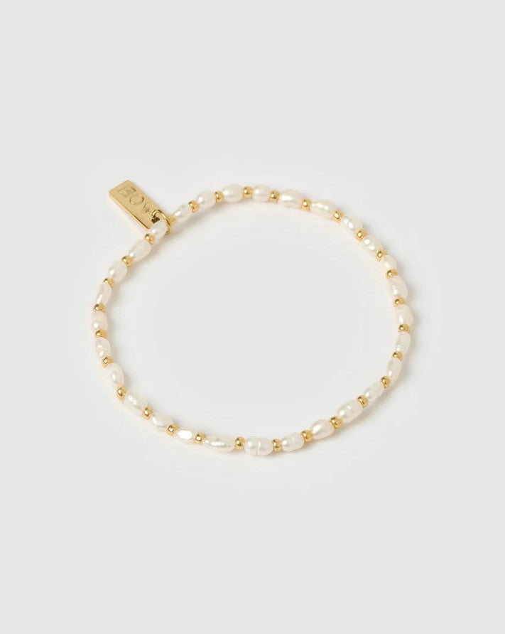 Amber Pearl and Gold Bracelet