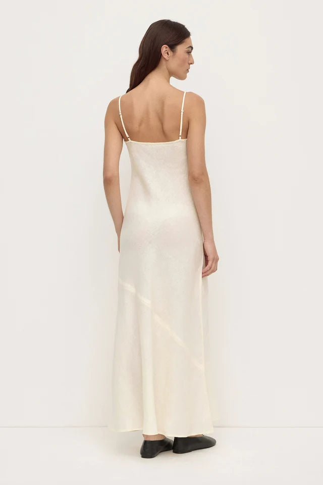 Colette Linen Slip Dress Vanilla