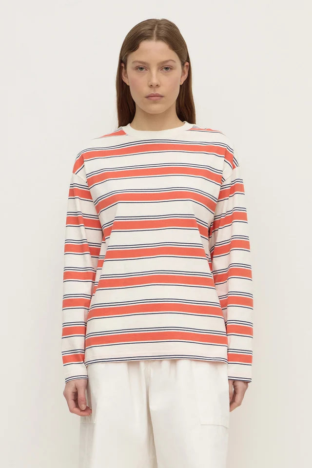Eliana Stripe Cotton Long Sleeve Tee Dahlia Stripe