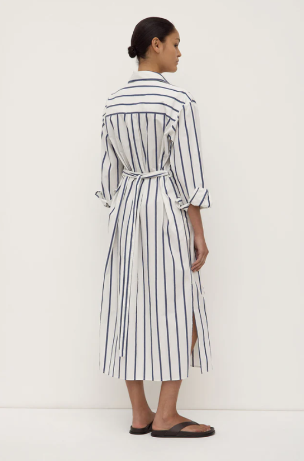 Nara Stripe Shirt Dress White/True Navy