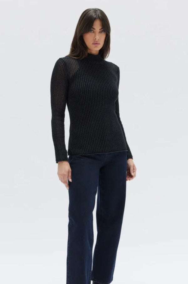 Assembly Label Salina Waffle Knit Top Black