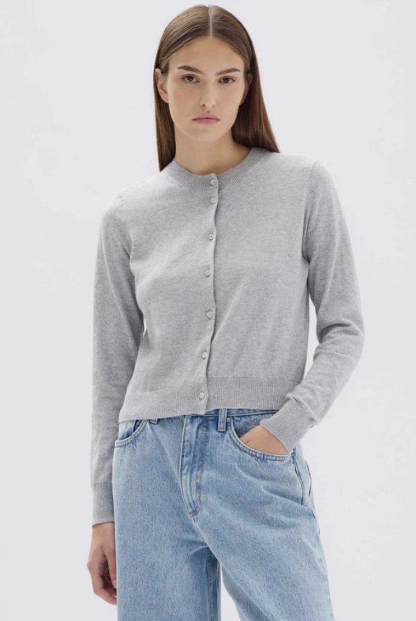 Semra Cotton Cashmere Cardigan Grey Marle