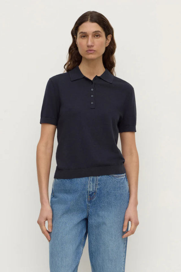 Sloane Cotton Cashmere Polo True Navy