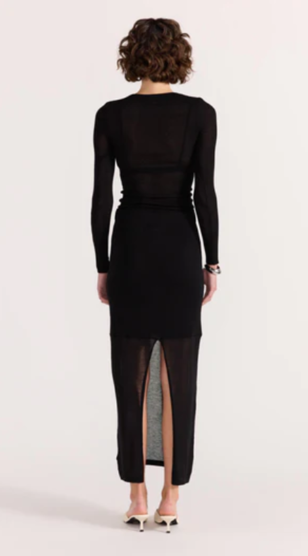 Asta Sheer Knit Top Black