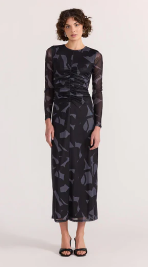 Aura Mesh Midi Dress Abstract