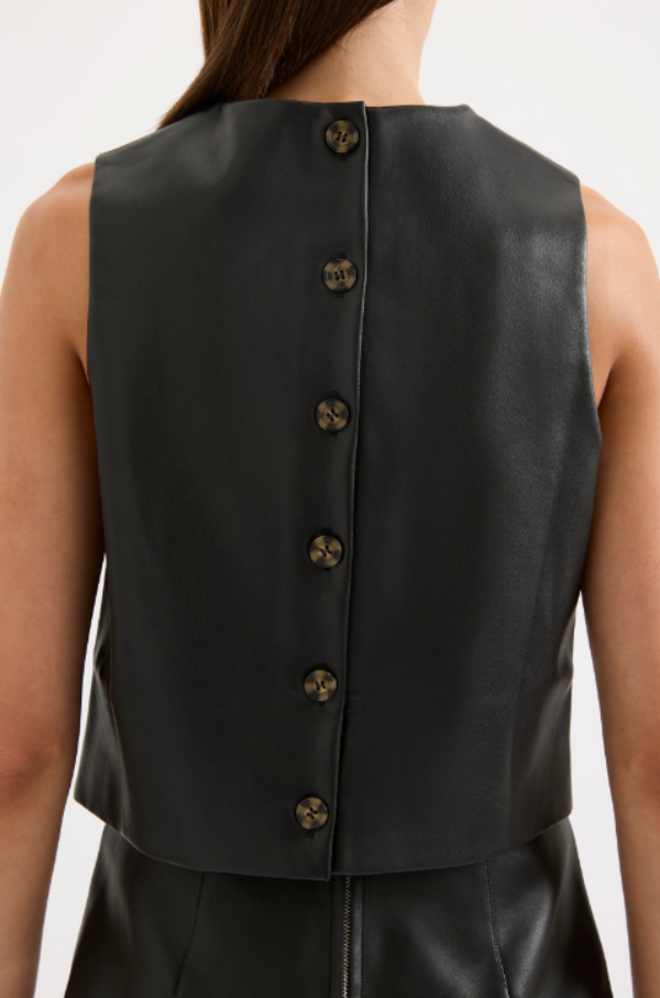 Beaumont Vegan Leather Top Black