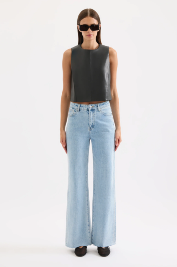 Beaumont Vegan Leather Top Black