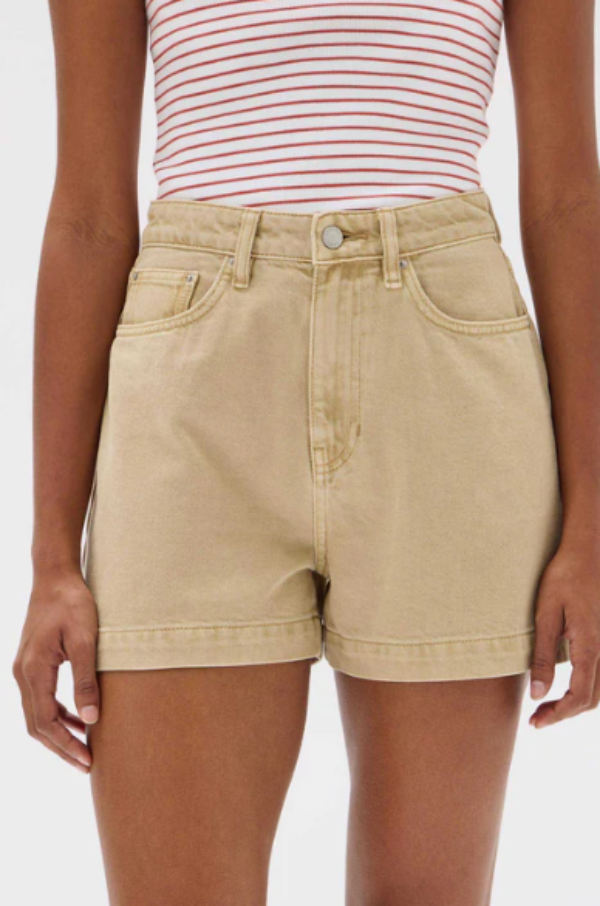 Boxy Denim Short Tan