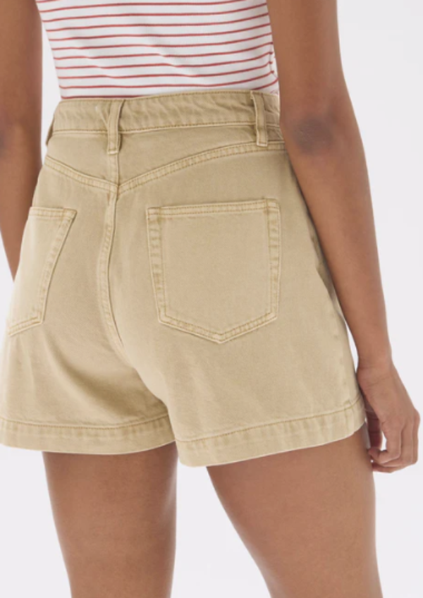 Boxy Denim Short Tan