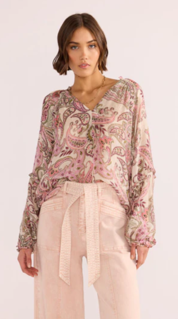 Candence Long Sleeve Blouse Pink-Paisley