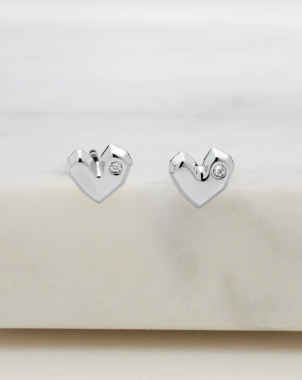 Crystal Heart Stud Earring Gold