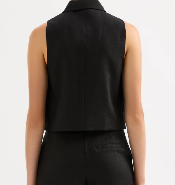 Dalia Linen Vest Black