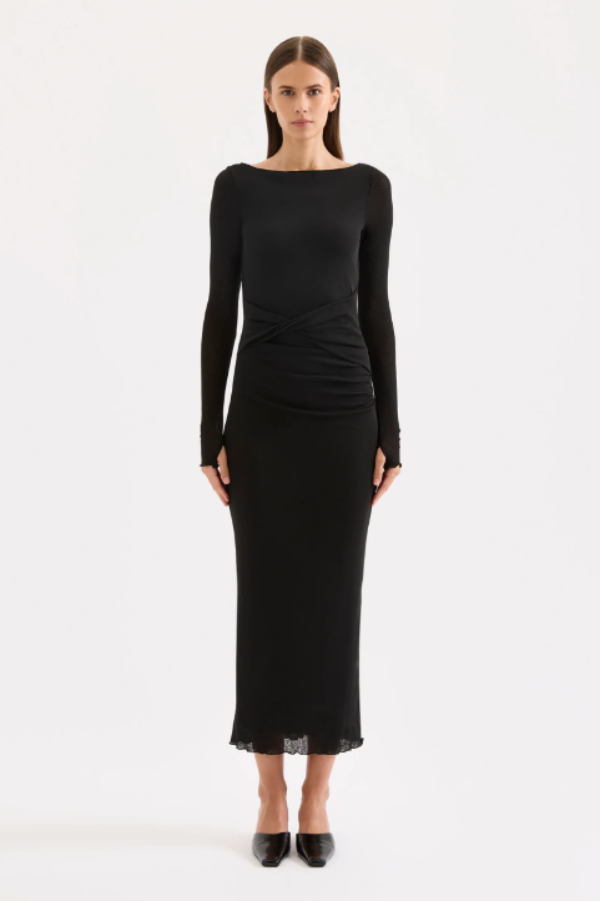 Dalton Mesh Maxi Dress Black