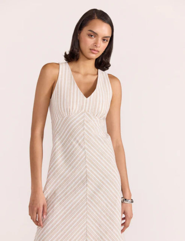 Edra Bias Midi Dress White/Beige