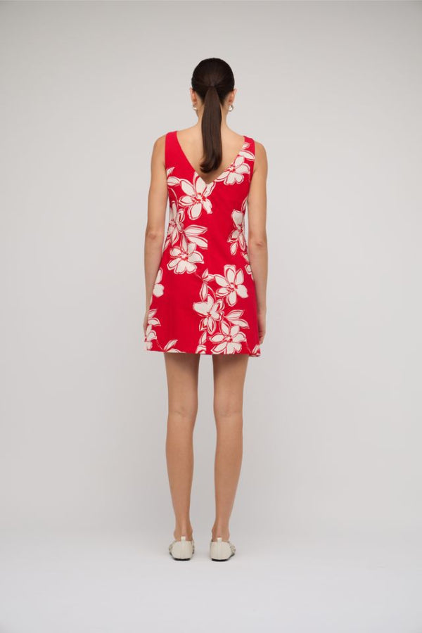 Elara Mini Dress Red Floral