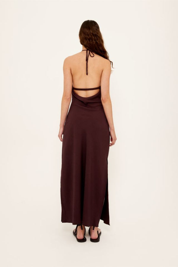 Elira Halter Midi Dress Chocolate