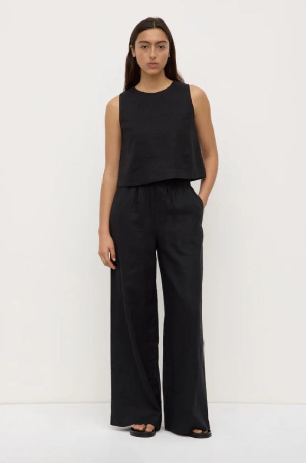 Estelle Linen Top Black
