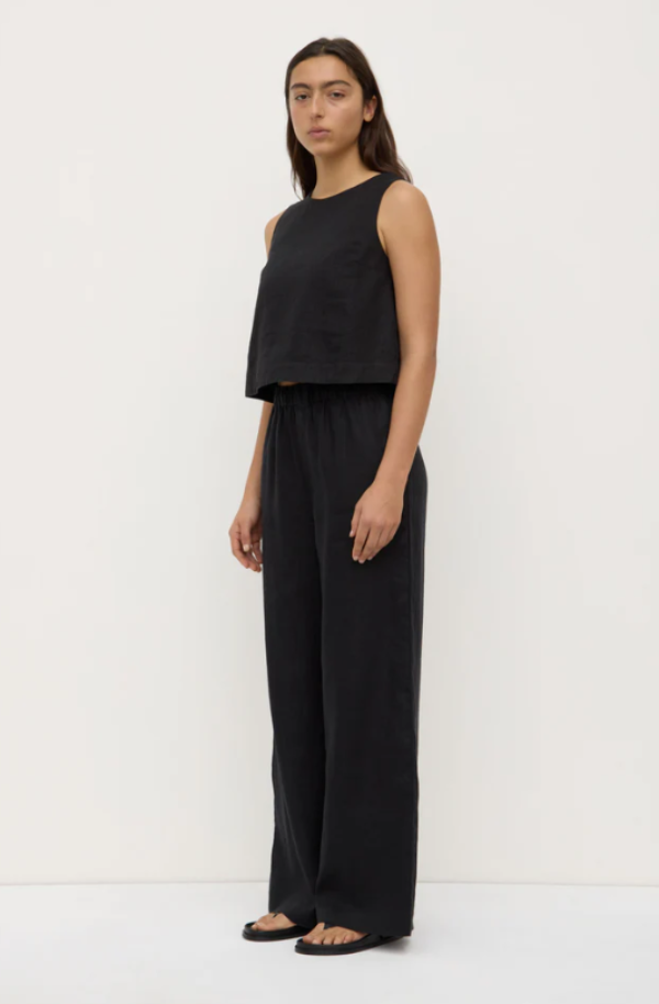 Estelle Linen Top Black