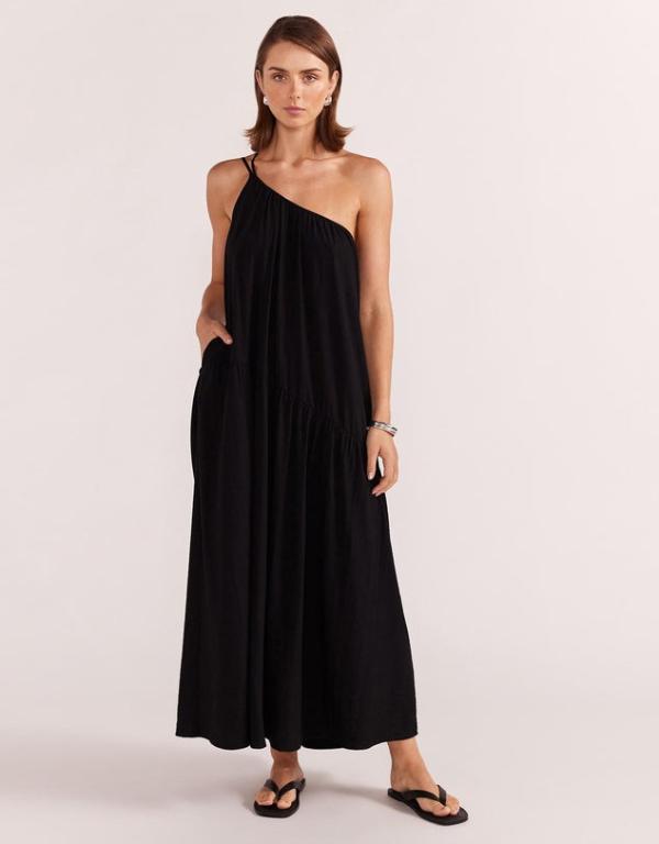 Eva One Shoulder Maxi Dress Black