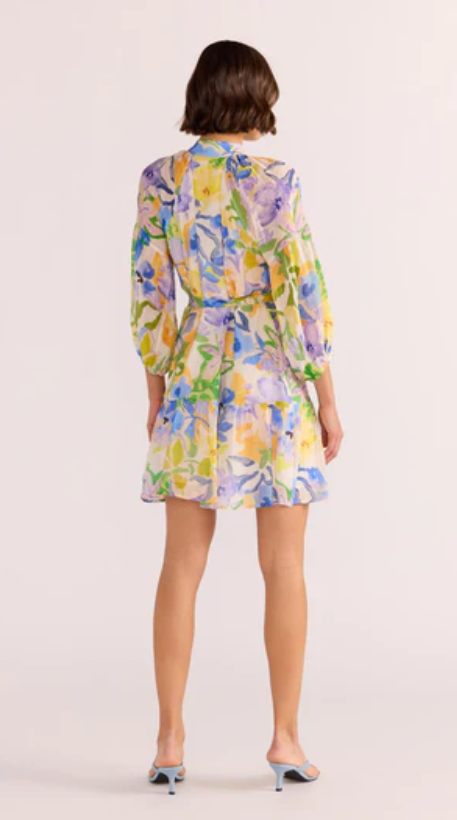 Fable Blouson Mini Dress Painterly-Floral