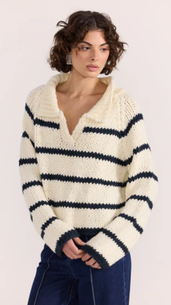 Frankie Stripe Jumper Cream Navy
