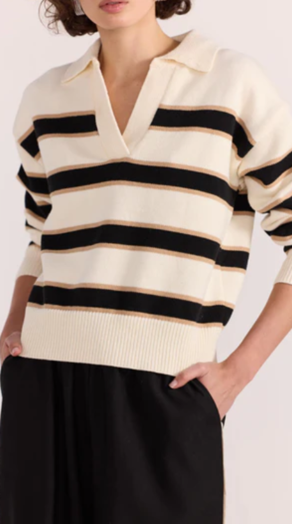 Hudson Polo Jumper Cream/Black