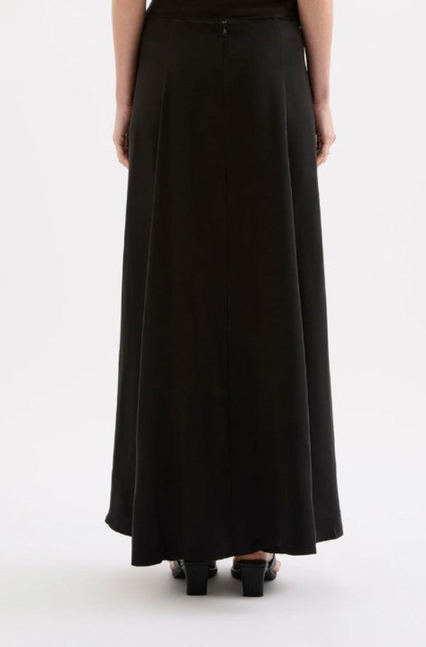 Leon Cupro Maxi Skirt Black
