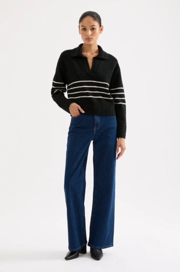 Logan Rugby Knit Black Stripe