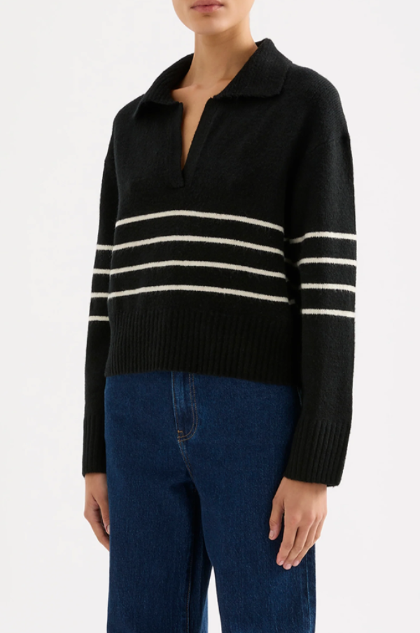 Logan Rugby Knit Black Stripe