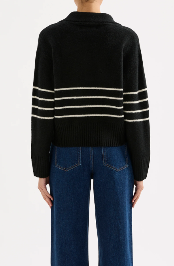 Logan Rugby Knit Black Stripe