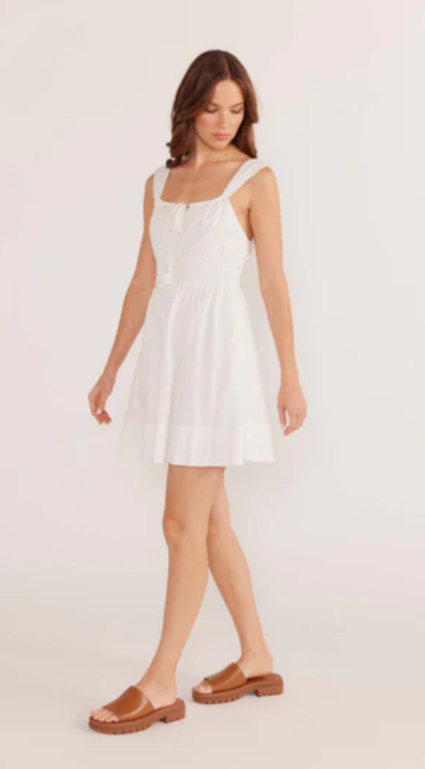 Lotus Drawstring Mini Dress Ivory
