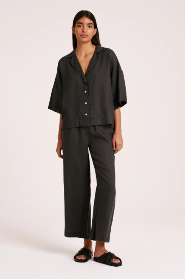 Lounge Linen Crop Pant Coal