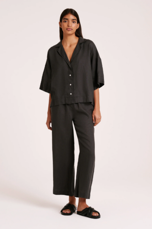 Lounge Linen Crop Pant Coal
