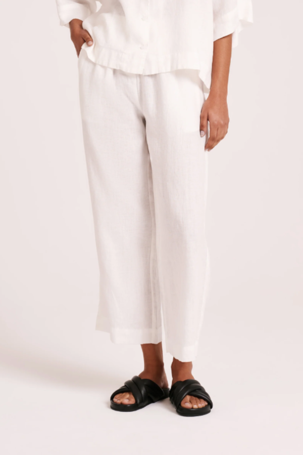 Lounge Linen Crop Pant White