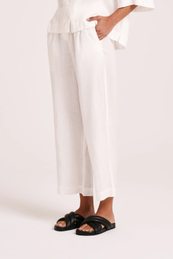 Lounge Linen Crop Pant White