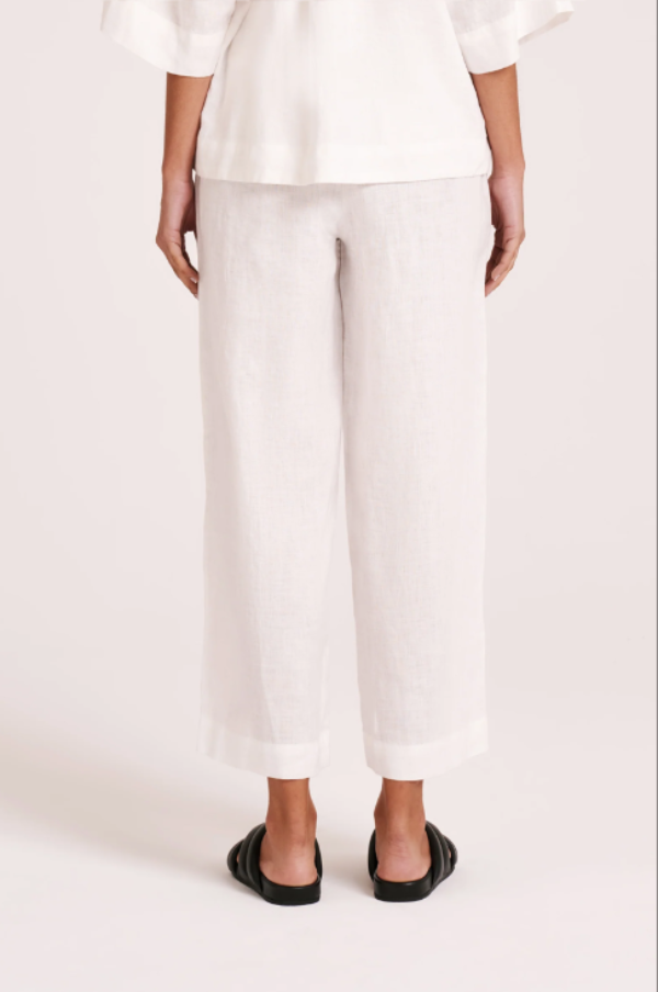 Lounge Linen Crop Pant White