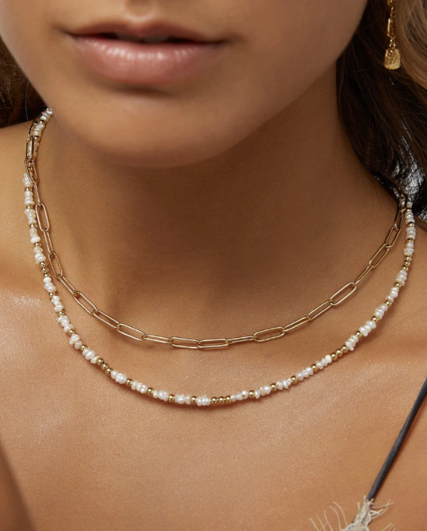 Lucia Pearl and Gold Necklace