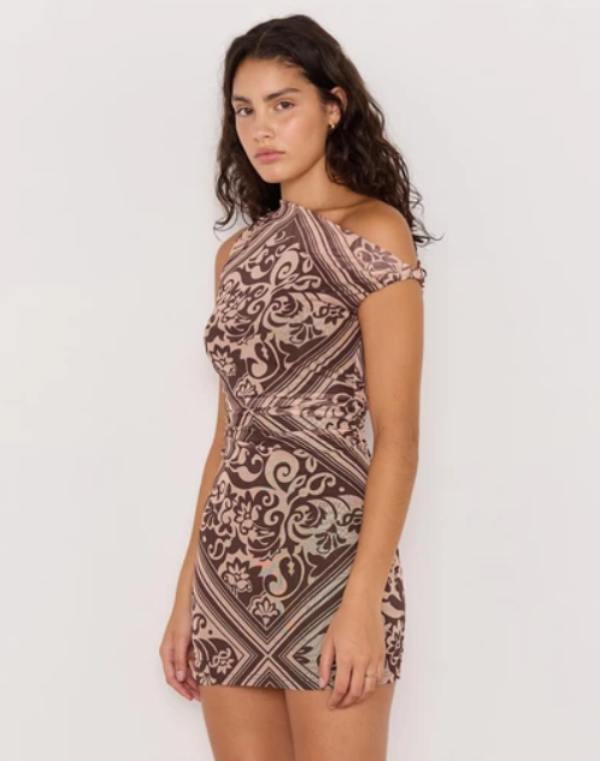 Lumi Mesh Mini Dress Chocolate