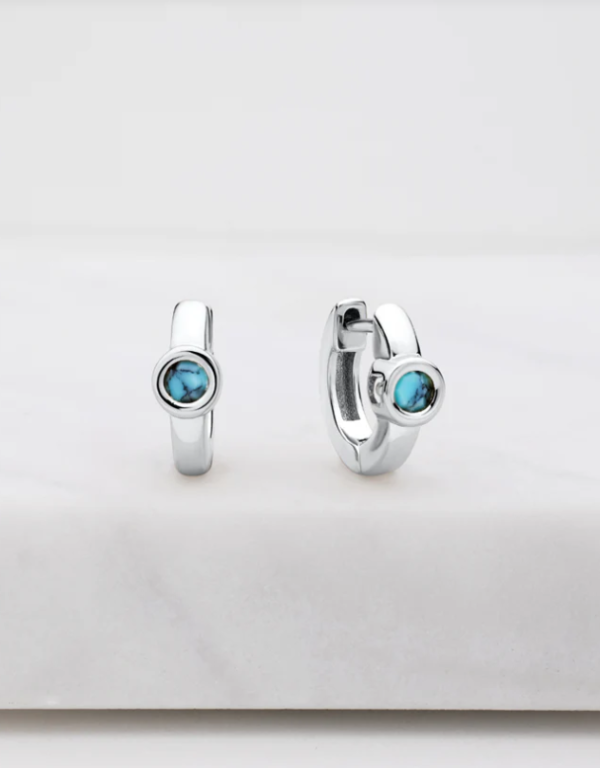 Luna Huggie Silver/Turquoise