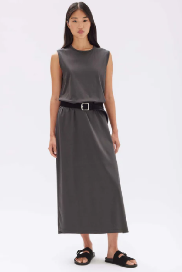 Madison Silk Blend Tank Dress Washed Black