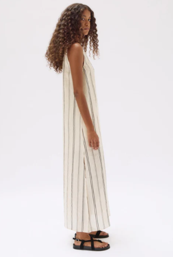 Milos Stripe Maxi Dress Cream/Black