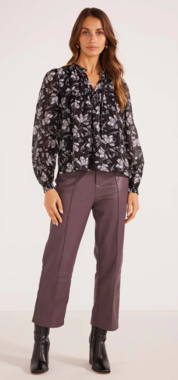 MINKPINK Luzette Blouse- Black Floral