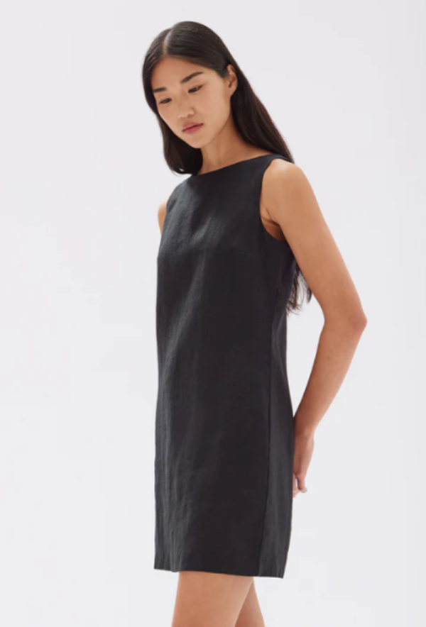 Nadine Linen Mini Dress Black